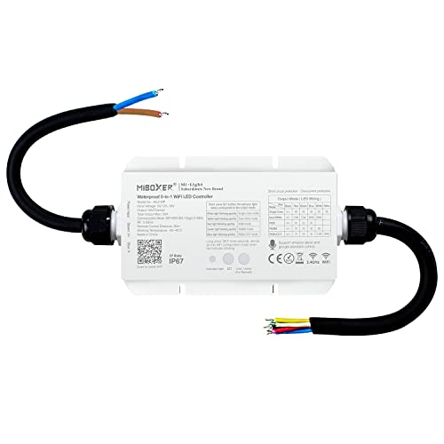 LIGHTEU®, Milight Miboxer wasserdichter 5in1 WiFi LED Strip Controller, Amazon Alexa und Google Home Sprachsteuerung Fernbedienung und APP Steuerung Kompatibel mit 5 verschiedenen Ausgabemodi WL5-WP von lighteu