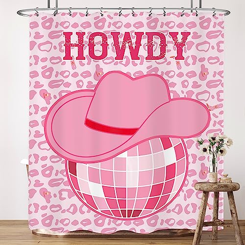 LIGHTINHOME Hot Pink Howdy Duschvorhang 152 x 183 cm (B x H x H), Mädchen, ästhetisch, adrett, modern, lustig, westlicher amerikanischer Cowgirl-Hut, Erdstoff, Stoff, wasserdicht, Polyester, von LIGHTINHOME