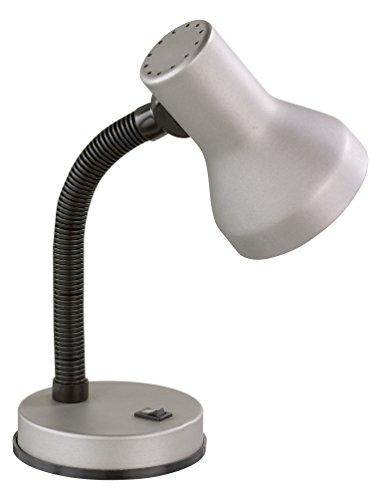 lightling Schreibtischleuchte Peter, Tischleuchte Kunststoff aluminium grau, Flexarm zur individuellen Verstellbarkeit, exkl. 1 x E27 Leuchtmittel max. 18W, Höhe: 30 cm von lightling