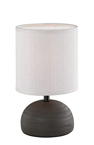 lightling Tischleuchte Lance, Fuß Keramik braun, Stoffschirm cappuccino, Schnurschalter, exkl. 1 x E14 max. 40W, ø 14 cm, Höhe 23 cm von lightling