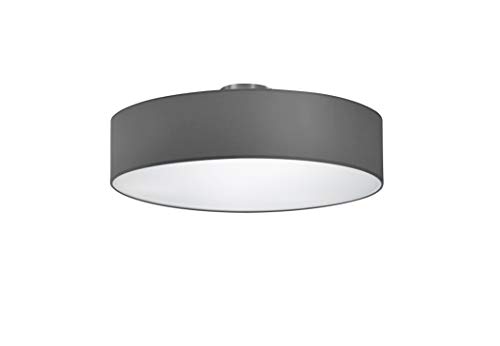 lightling modern Deckenleuchte in nickel matt, Stoffschirm anthrazit, 3 x E27 max. 60W, ø 50 cm, Höhe: 20.5 cm von lightling