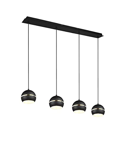 lightling Design Pendelleuchte Fox, 4-flammig, matt schwarz Metall, Höhenverstellbar, exkl. 4 x E14 Leuchtmittel, Höhe: 150 cm, Breite 105 cm von lightling