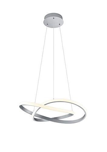 lightling LED Pendelleuchte Wibke, Ringe mit Acrylabdeckung, Korpus aus nickel matt Metall, fest verbaute LED Technik (27W), dimmbar (Switch Dimmer), Höhe zur Decke: max. 150 cm, Durchmesser: 60 cm von lightling