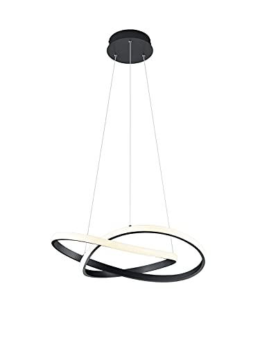 lightling LED Pendelleuchte Wibke, Ringe mit Acrylabdeckung, Korpus aus schwarz matt Metall, fest verbaute LED Technik (27W), dimmbar (Switch Dimmer), Höhe zur Decke: max. 150 cm, Durchmesser: 60 cm von lightling