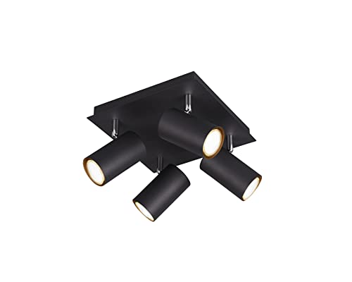 lightling modern Deckenlampe Julie, 4-flammiger Spotbalken, drehbar und schwenkbar, Deckenspot Spot Strahler Spotleiste, schwarz matt Metall, 4 x GU10 max. 35W, 24 x 24 cm von lightling