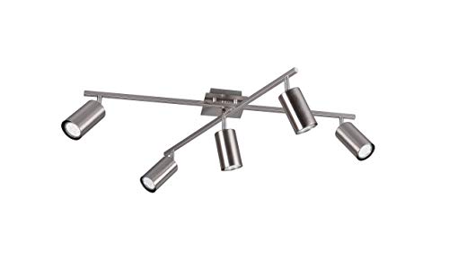 lightling modern Deckenlampe Julie, 5-flammige Deckenleuchte nickel matt Metall, drehbar und schwenkbar, Schlafzimmer Wohnzimmer Esszimmer, 5 x GU10 max. 35W, 22 x 57 x 77 cm von lightling