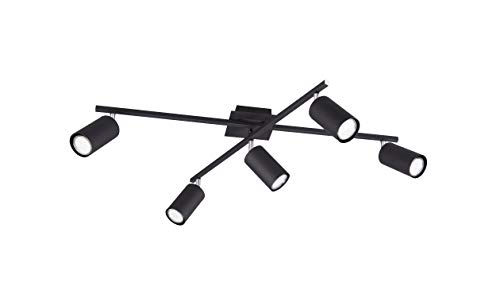 lightling modern Deckenlampe Julie, 5-flammige Deckenleuchte schwarz matt Metall, drehbar und schwenkbar, Schlafzimmer Wohnzimmer Esszimmer, 5 x GU10 max. 35W, 22 x 57 x 77 cm von lightling