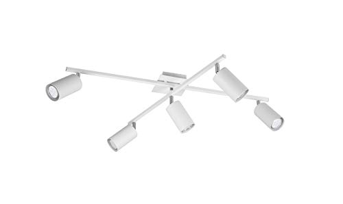 lightling modern Deckenlampe Julie, 5-flammige Deckenleuchte weiß matt Metall, drehbar und schwenkbar, Schlafzimmer Wohnzimmer Esszimmer, 5 x GU10 max. 35W, 22 x 57 x 77 cm von lightling