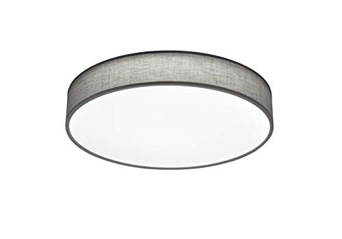 lightling modern LED-Deckenleuchte Chantal mit integriertem 40W LED Leuchtmittel (A+) und Fernbedienung (dimmbar und Lichtfarbe verstellbar), Stoffschirm grau, ø 60 cm, Höhe: 10 cm von lightling