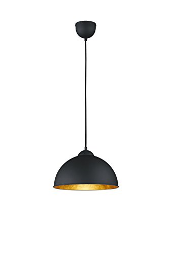 lightling modern Pendelleuchte Kalle, Metall schwarz/Innenseite gold, 1 x E27 max. 60W, ø 31 cm, Höhe 127 cm von lightling