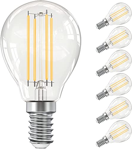 LEDYA E14 LED Warmweiss, 4W 400lm Glühbirne ersetzt 35W Halogenlampen, 2700K Filament Leuchtmittel, Classic Lampe Birnen in Tropfenform, 6 Stück von LEDYA
