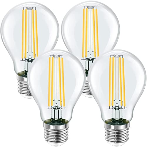 LEDYA LED Warmweiss, 8W 806lm Glühbirne ersetzt 60W Halogenlampen, 2700K Filament Leuchtmittel, Classic Lampe Birnen in Kolbenform, 4 Stück ST-2135 Klar von LEDYA