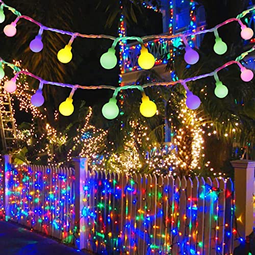 STANBOW Lichterkette Außen und Innen Globe, 10M 100 LEDs Außenlichterkette Bunt mit Stecker, 8 Modi und Speicherfunktion, Wasserdichte IP44 für Balkon,Garten,Geländer, Weihnachten Dekoration von STANBOW