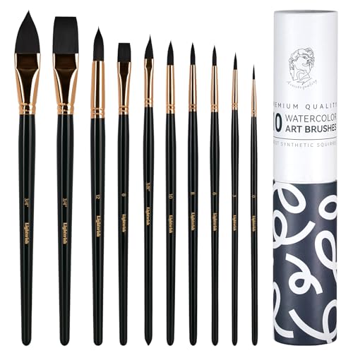 Aquarellpinsel Set,10PCS Nylon Aquarellpinsel Set für Künstler und Anfänger,mit Flach,Detail, Dolch,Rund,Oval Wash für Aquarell,Acrylfarbe,Ölfarbe,Gouache Aquarellpinsel Set,10PCS Nylon Aquarellpinsel Set für Künstler und Anfänger,mit Flach,Detail, Dolch,Rund,Oval Wash für Aquarell,Acrylfarbe,Ölfarbe,Gouache von LIGHTWISH