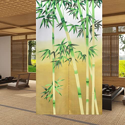 LIGICKY Japanische Gardinen Noren Lang Vorhänge Landhausstil Türvorhang Tapisseri für die Heimtextilien Raumteiler, 85 x 150 cm, Bambuswald von LIGICKY