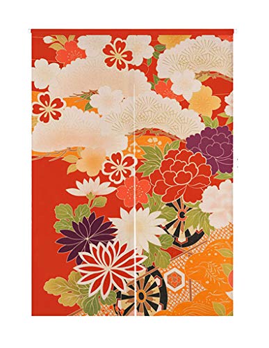 LIGICKY Japanischer Stil dick Leinen Noren Lang Vorhang TürVorhang Raumteiler Tapisserie für die Heimtextilien 85 x 120 cm, Farbige Retro Blumen von LIGICKY