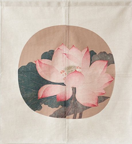 LIGICKY Japanischer Stil dick Leinen Noren kurz Vorhang Türvorhang Raumteiler Tapisseri für die Heimtextilien 85x90cm (Chinesisch Jahrgang Lotus Blume) von LIGICKY