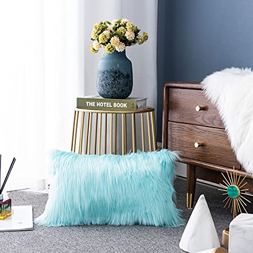 LIGICKY Kunstfell Kissenbezug Einfarbig Plüsch Weich Künstlich Pelz Throw Kopfkissenbezug Kissenhülle Dekorative Rechteck Kissen Dekokissen für Sofa Schlafzimmer Auto, 30 x 50 cm Blau LIGICKY Kunstfell Kissenbezug Einfarbig Plüsch Weich Künstlich Pelz Throw Kopfkissenbezug Kissenhülle Dekorative Rechteck Kissen Dekokissen für Sofa Schlafzimmer Auto, 30 x 50 cm Blau von LIGICKY
