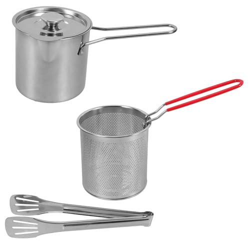 LIGIGWASH 1 Satz Fritteuse Set aus Multifunktionale Fritteuse mit Abnehmbarer Filterkorb und Deckel für Braten Grillen und Kochen Teiliges Kochgeschirr für Herdarten von LIGIGWASH