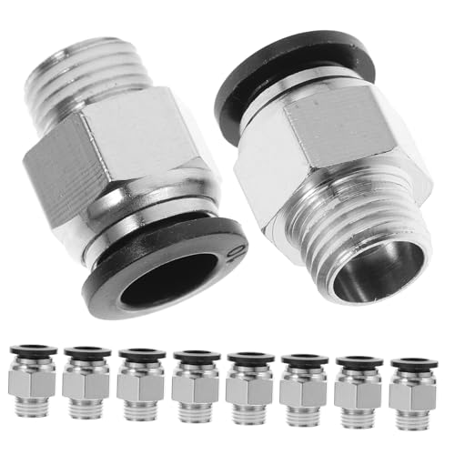 LIGIGWASH 10 Stück Teiliges Pneumatisches Push To Connect Rohrfitting mit Außengewinde Gerade Schnellverschluss Steckverbinder Robust Nickelbeschichtet Kompatibel für Druckluftwerkzeuge und von LIGIGWASH
