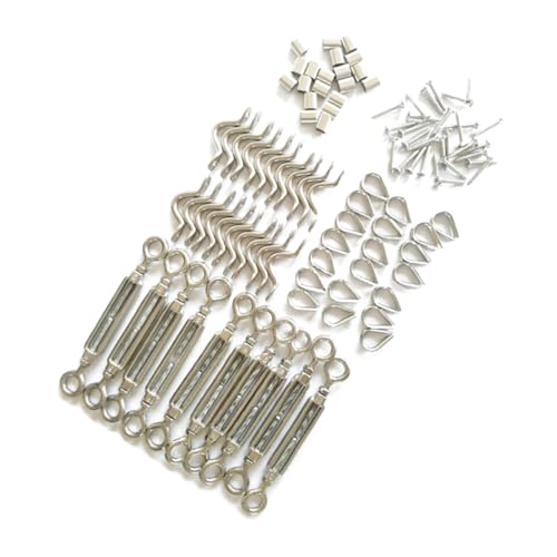 LIGIGWASH 110 Stück Teiliges Spannschloss Set Drahtseilspanner Augenspanner Korrosionsbeständig Für Drahtseil Befestigung Mit Ösen Und Schrauben Für Boot Und Outdoor von LIGIGWASH