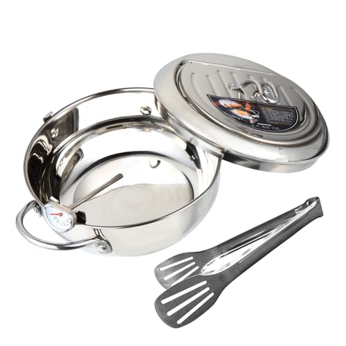 LIGIGWASH 1satz Frittiergerät Aus Edelstahl Mit Kontrollierbarer Temperatur Und Thermometer Vielseitig Einsetzbar Für Gas Und Elektroherde Für Tempura Und Andere Frittiergerichte von LIGIGWASH