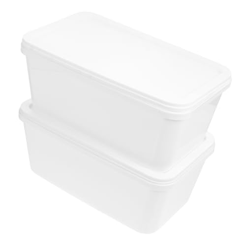 LIGIGWASH 2 Stück 3 Eisbox gefrierbehälter lagercontainer aubewahrbox Eiscreme-Selbstgemacht aufbewahrungsbox für regal Tank Eismischung Wannen Deckel Eisbehälter Aufbewahrungsboxen pp Weiß von LIGIGWASH