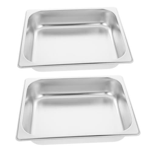 LIGIGWASH 2 Stück Buffetbecken Aus Edelstahl Scheuernde Gerichte Buffetserver Chafing-Dish-pfannen Serviertabletts Für Partys Büffetwärmer Dampftischpfanne Silver Rostfreier Stahl von LIGIGWASH
