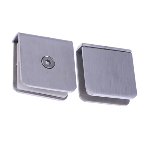 LIGIGWASH 2 Stück Edelstahl Glasclip Quadratisch Gebürstet Glasregal Halterung Badablage Befestigung Vielseitig Einsetzbar Einfache Montage Robust Langlebig von LIGIGWASH