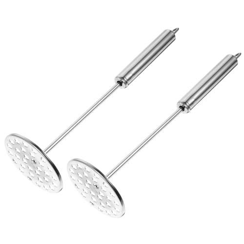 LIGIGWASH 2 Stück Edelstahl Kartoffelstampfer Handlicher Kartoffelstampfer mit Komfortgriff für Feines Kartoffelpüree und Vielseitige Küchenanwendung Spülmaschinengeeignet Silberfarben von LIGIGWASH