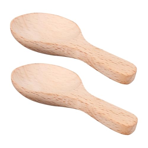 LIGIGWASH 2 Stück Holz gewürzlöffel Kurze Griffe Glatte Oberfläche Vielseitig Einsetzbar als Salzlöffel Messlöffel für Milchpulver Kaffee Gewürze für Haushalt und Hotelgebrauch von LIGIGWASH