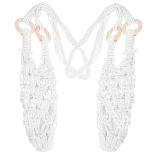 LIGIGWASH 2 Stück Macrame Weinflaschenhalter Baumwollseil Verstellbar Hängender Flaschenhalter Wanddekor für Küche Wohnzimmer Vielseitig als Gemüsekorb und Weinflaschennetz von LIGIGWASH