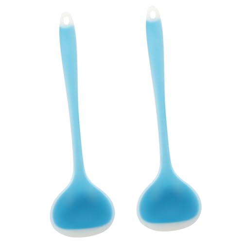 LIGIGWASH 2 Stück Multifunktionaler Teiliges Silikon Suppenlöffel Transparent Blau Hitzebeständige Langlebige Küchenkelle für Servieren und Kochen Leicht Wiederverwendbar für Haushalt und von LIGIGWASH
