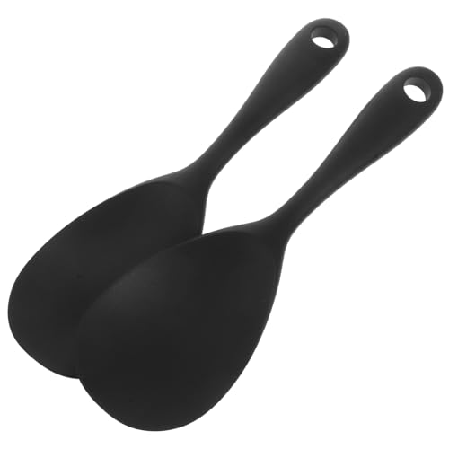 LIGIGWASH 2 Stück Reislöffel Antihaftbeschichtet Große Küchenlöffel für Reis Suppe und Salat Hitzebeständig Spülmaschinenfest Vielseitig Einsetzbar Schwarze Servierlöffel für Küche von LIGIGWASH