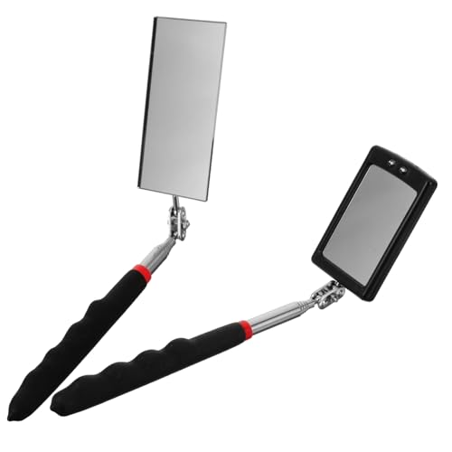 LIGIGWASH 2 Stück Teleskop Inspektionsspiegel mit LED Licht Flexibler Verstellbarer Spiegel für Fahrzeugunterboden Geeignet für Verschiedene Automodelle Tragbar und Kompakt von LIGIGWASH
