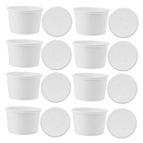 LIGIGWASH 20 Sätze Teiliges Einweg eisbecher Stabilem Papier mit Passendem Papierdeckel Vielseitig Verwendbar als Pudding Joghurt Kalte Suppenschale für Partys und Outdoor Praktisch und von LIGIGWASH
