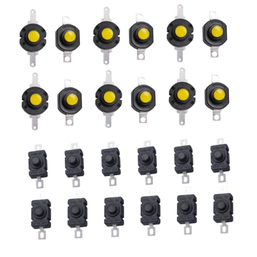 LIGIGWASH 24 Stück Miniatur Druckknopf Schalter für Taschenlampe Selbstsichernd Zuverlässiger Schalter Langlebig Einfache Installation Geeignet als Ersatz für Elektrische Taschenlampen und von LIGIGWASH