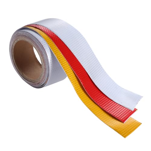 LIGIGWASH 3 Rollen Selbstklebendes Reflektierendes Klebeband Breit in Rot Gelb Silber Wetterfestes Warn und Absperrband mit Hoher Sichtbarkeit für Baustellen und Sicherheitsmarkierung von LIGIGWASH