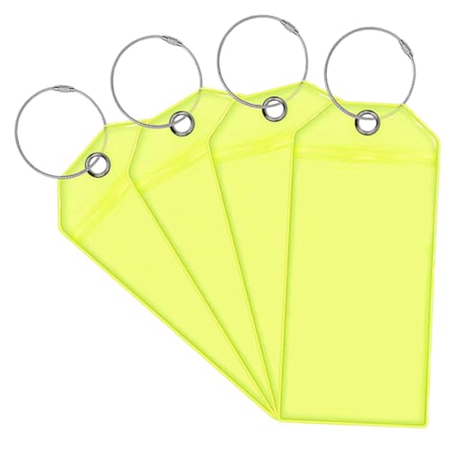 LIGIGWASH 4 Stück Teiliges Fluoreszierende Gepäckanhänger aus mit PVC Wiederverwendbare Kofferanhänger mit Stahlseil für Kreuzfahrten und Reisen Robustes Namensschild für Koffer und von LIGIGWASH