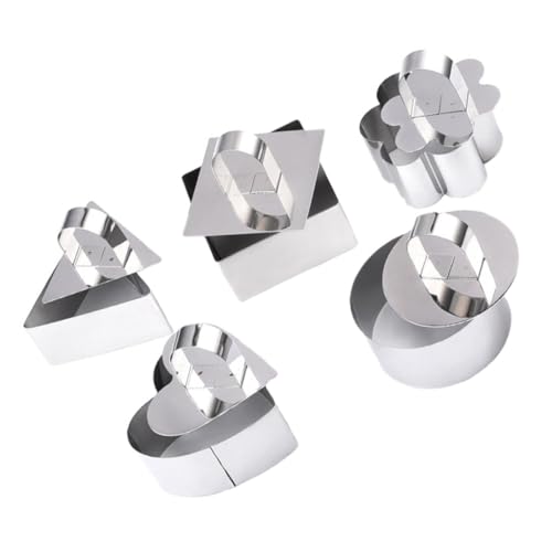 LIGIGWASH 5 Stück Teiliges Backwerkzeug aus Rostfreiem Edelstahl mit Mousse Ringen und Keksausstechern in Herz Blüten Dreiecks Viereck und Rundform Vielseitig für Kuchen und LIGIGWASH 5 Stück Teiliges Backwerkzeug aus Rostfreiem Edelstahl mit Mousse Ringen und Keksausstechern in Herz Blüten Dreiecks Viereck und Rundform Vielseitig für Kuchen und von LIGIGWASH