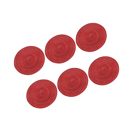 LIGIGWASH 6 Stück Runde Tischsets rutschfeste Platzmatten aus Geflochtenem Material Hitzebeständige Untersetzer für Tische für Zuhause oder Restaurant Rot LIGIGWASH 6 Stück Runde Tischsets rutschfeste Platzmatten aus Geflochtenem Material Hitzebeständige Untersetzer für Tische für Zuhause oder Restaurant Rot von LIGIGWASH
