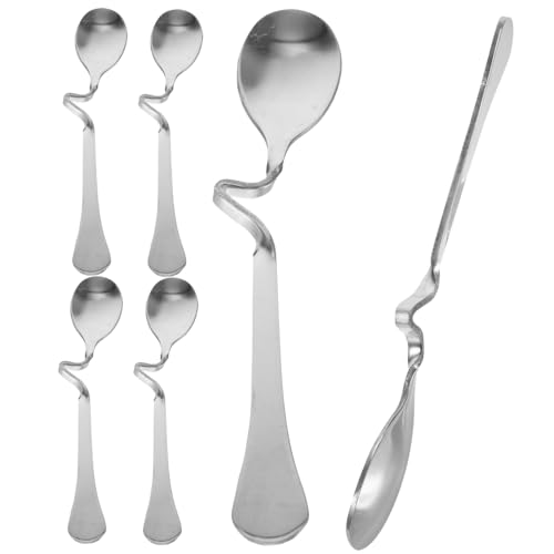 LIGIGWASH 6 Stück Teiliges Gebogene Edelstahl Kaffeelöffel mit Langem Griff Ergonomisch Geformt zum Rühren und Aufhängen an Tassen für Kaffee Espresso Desserts und Getränke von LIGIGWASH