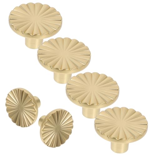LIGIGWASH 6 Stück Vintage Schrankknöpfe aus Zinklegierung Runde Goldfarbene Möbelgriffe für Küchenschränke Kommoden und Dekorative Langlebige und Elegante Möbelknäufe von LIGIGWASH