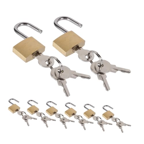 LIGIGWASH 8 Stück Teiliges Mini Vorhängeschloss Set Messing Kleine Wetterfeste Kofferschlösser mit Schlüssel Robuste Kupfer Reisetaschen Schlösser für Rucksack Schrank Briefkasten von LIGIGWASH