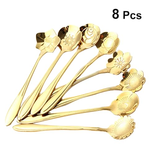 LIGIGWASH 8 Stück Teiliges Set aus Blumenform Löffel Kreative Dessert und Rührlöffel für Kaffee Tee Eiscreme und Kuchen Roségold für Zuhause Bar von LIGIGWASH
