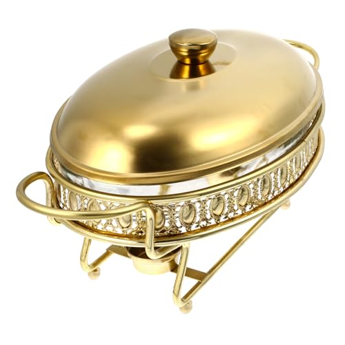 LIGIGWASH Buffet Heizbehälter Gold Eleganter Food Warmer für Restaurant Catering Alkohol Heizofen Wärmeisolierter Buffetofen für Hochzeiten Partys Buffetbereiche Leicht zu Reinigen von LIGIGWASH