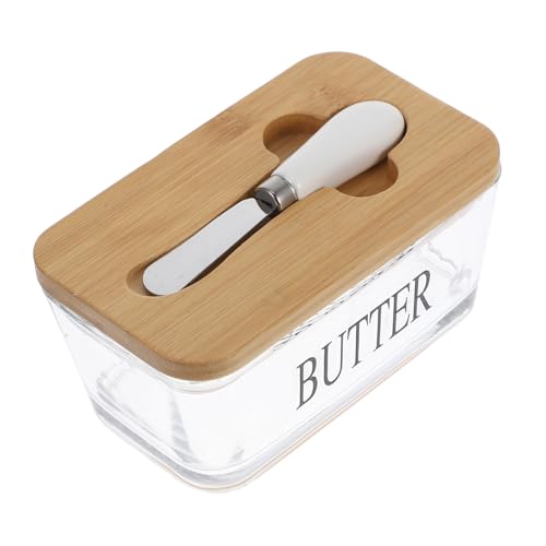 LIGIGWASH Butterdose mit Luftdichtem Bambusdeckel und Buttermesser Vielseitige Butter und Käseaufbewahrung für Küche und Einfach zu Reinigen Tragbar von LIGIGWASH