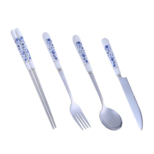LIGIGWASH Edelstahl Besteck Teilig mit Gabel Löffel Messer Stäbchen Ergonomisch Poliert Klassisch für Restaurant und Zuhause Hochwertiges Essbesteck Geschirr für Familie und Party von LIGIGWASH
