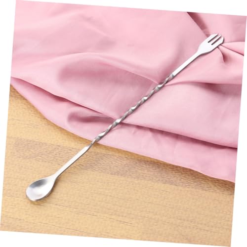 LIGIGWASH Edelstahl Cocktail Rührlöffel und Gabel Bar Swizzle Stick Barlöffel mit Gedrehtem Stil Vielseitiges Barkeeper Werkzeug für Shaker und Gläser Wiederverwendbar von LIGIGWASH