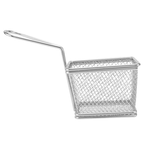LIGIGWASH Edelstahl Frittierkorb Rostfrei Verschleißfest Wiederverwendbar für Pommes Frites Chips Hähnchen Snacks Geeignet Robustes Filtersieb Hitzebeständig und Langlebig Silber von LIGIGWASH